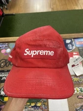 Supreme Coated Denim Camp Red Cap