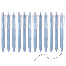 12 Pack Retractable Pens 0.5mm, Black Gel Ink Pens for Note Taking, Blue