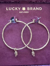 Lucky Brand! Hoop Earrings Gold Colored Hamme...