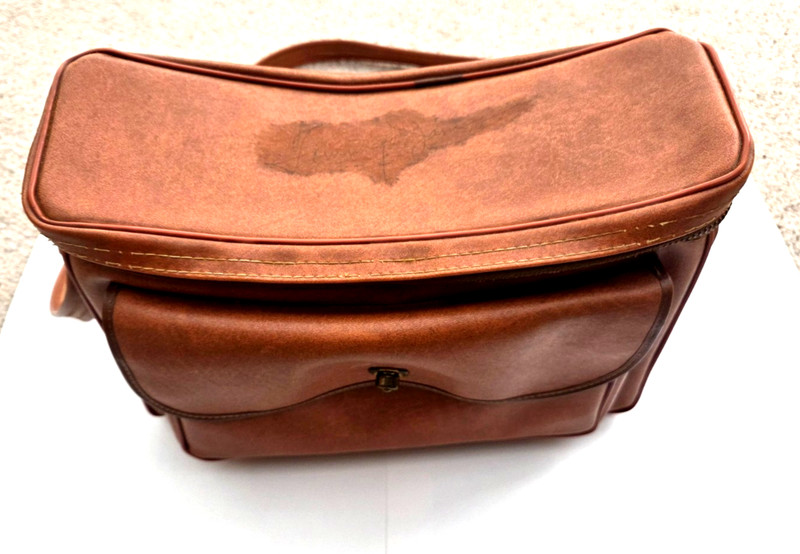 Vintage Cleveland Browns, Tommy James autograph on camera bag, from the 1950s
