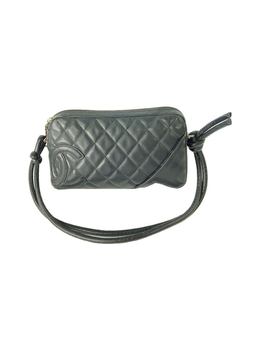 Shoulder Bag Accessory Pouch Cambon Line Calfskin BLK Cowhide Used-image