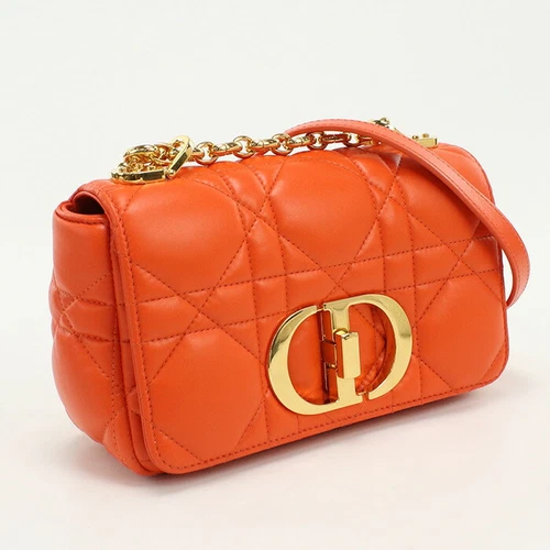 SAC BANDOULIÈRE AUTHENTIQUE CHRISTIAN DIOR M9241 PETIT DIOR CARO FEMME ORANGE F/S