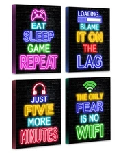 Drsoum Video Game Room Decor for Boys - Gaming Wall Art - Neon Gaming Room Decor