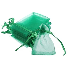 50Pcs Organza Bags, 2x3 Inch Favor Pouches Sheer Drawstring Mesh Bag Grass Green