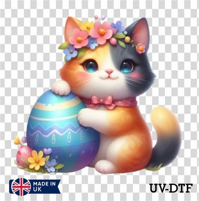 Ostern Katze UV DTF Aufkleber - Glas Laptop Becher Tasse cz999