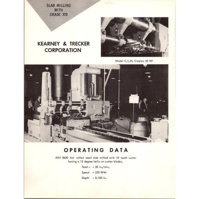 #ad #ad The G. A. Gray Co. Kearney amp; Trecker Corporation 1955 Data Sheet SJ18 $27.00