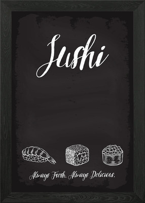 Sushi Menü frisch lecker gerahmtes Wandbild Poster Leinwanddruck Bild