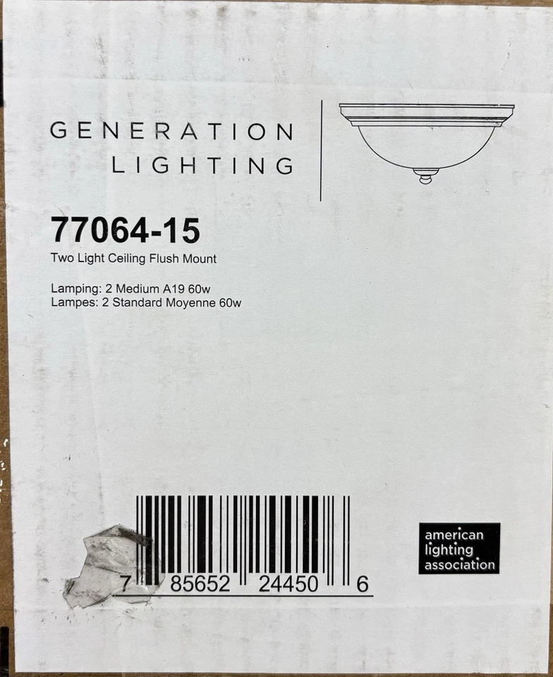Generation Lighting Geary 2 luces 12,5 pulgadas blanco montaje empotrado luz de techo Foto 3 de 3