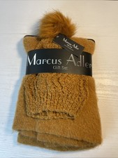 Marcus Adler knit fringed scarf and pompom hat gift set for her