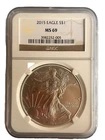 2015 American Silver Eagle $1 Dollar Coin One Troy Ounce 0.999 Fine NGC MS69