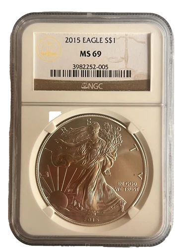 2015 American Silver Eagle $1 Dollar Coin One Troy Ounce 0.999 Fine NGC MS69
