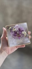 Real Orchid Purple White Floral Hair Pin.