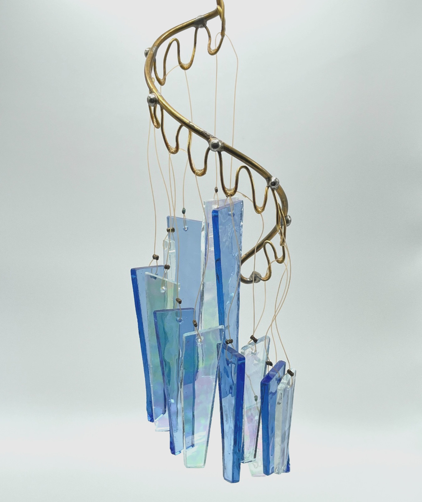 Vintage Handmade Blue Cut Glass Wind chime and Sun Catcher M