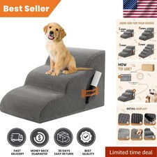 Luxury Non-Slip Dog Stairs Ramp for Beds  Couches   3-Tiered Grey Design