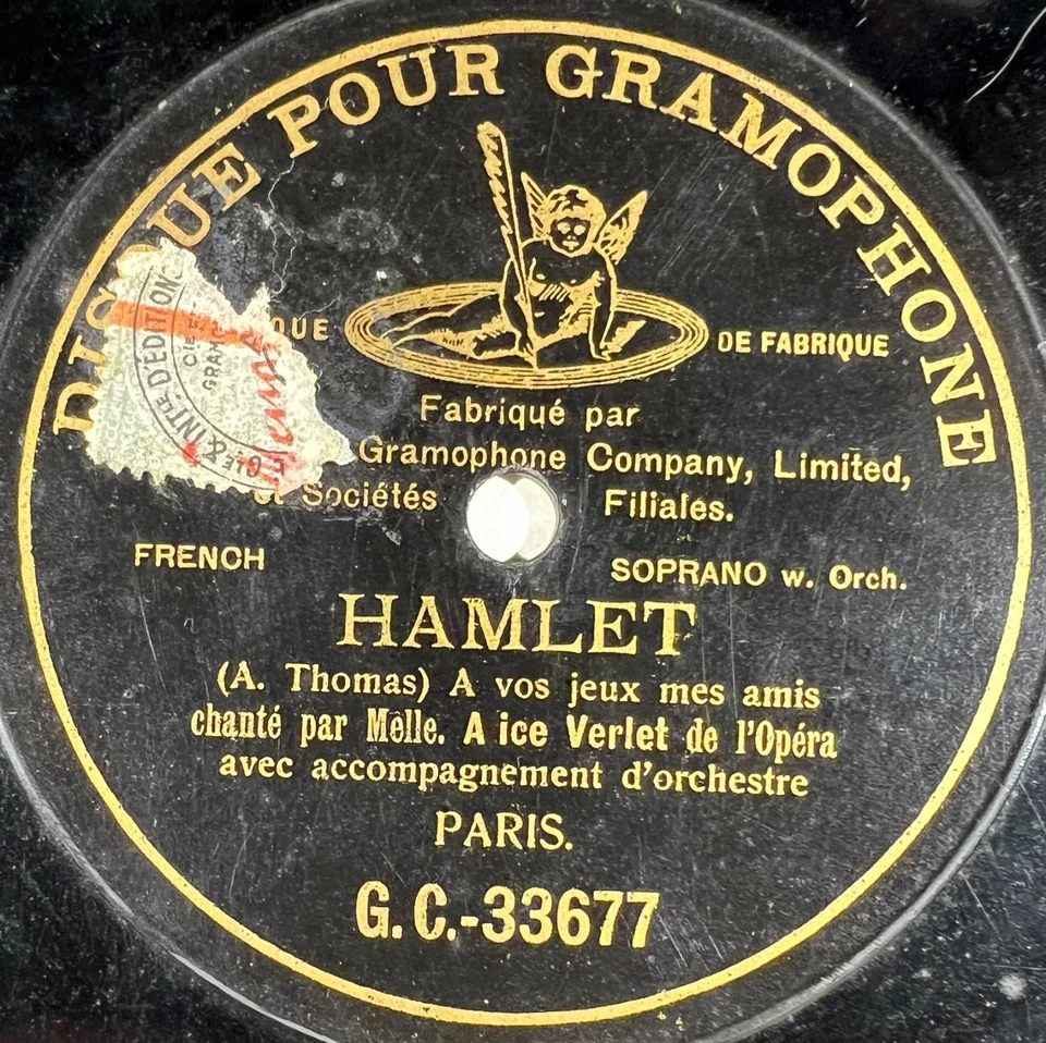 Alice Verlet : Hamlet / Les Huguenots DISQUE 78 RPM 10" GRAMOPHONE G&T BERLINER - Photo 2/4