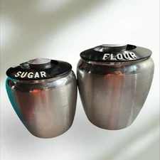 Vintage Retro 1950's Kromex Brushed Aluminum Canister Flour/Sugar. MCM