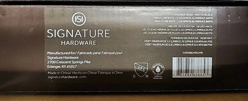 Signature Hardware 8" Round Rainfall ShowerHead 1.8 GPM Matte Black SHRSB820RGMB - Picture 2 of 4