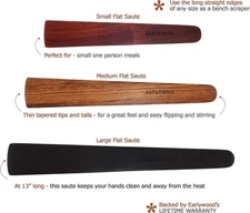 3-Piece Wood Kitchen Utensil Set: 3 Thin Wood Cooking Spatulas. Mul... Fast Ship