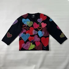 Michael Simon Event Sweater Size S Black Hearts Cardigan Valentine's Artsy
