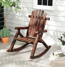 Schaukelstuhl Massivholz Gartenstuhl Holz Schaukelsessel Terrasse & Balkon Neu