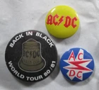 ACDC 3 X Vintage Early 1980s Pin Button Badges Heavy Metal Punk Rock N Roll