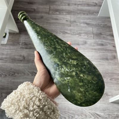 1.8LB 11.6'' Natural Xiuyan Jade Water Bag Reiki Crystal Heal Decor Gift Quartz
