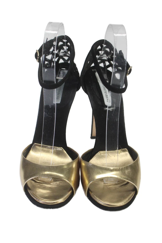 Diane Von Furstenberg Womens Patchwork Metallic Stiletto Heels Black Size 8 - Image 2 of 4