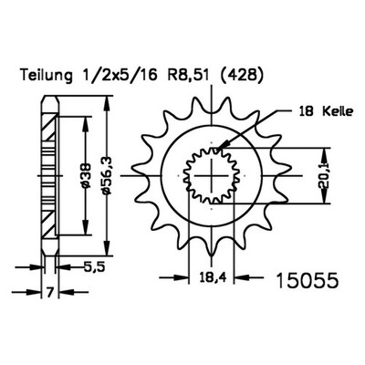 Ritzel 13 Zähne für Generic Worx 125 Baujahr 2012-2013 von Esjot - Neu