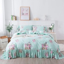 Floral Duvet Cover Set Twin Super Soft Girls Bedroom Decor Bedding Set Romant...