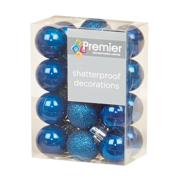 Weihnachten Bruchsicher Kugeln 24 Packung 30Mm Baumdekoration Mitternachtsblau-image