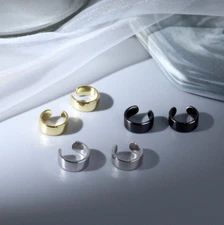 WIDE BAND 925 Sterling Silver Ear Cuff Wrap Pierceless Clip On Earring Gift F35 