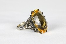 Yellow Raw Citrine Ring Natural Gemstone Ring 925 Silver Handmade Wedding Ring