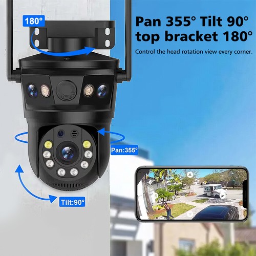 12MP Wireless WiFi Security IP Camera 3-Lens Home Surveillance CCTV PTZ Cam IP66 - Picture 9 of 21