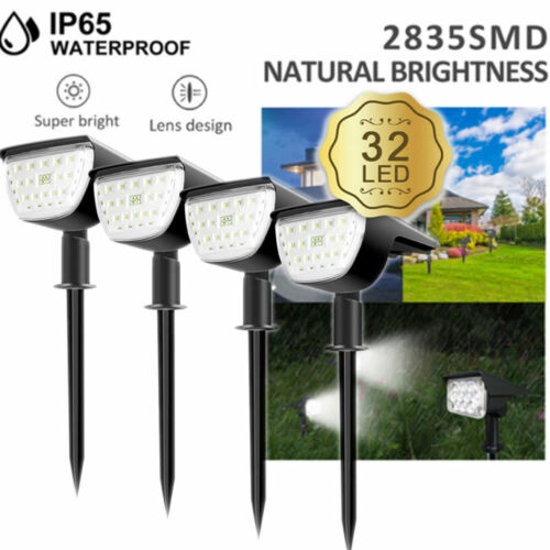 4Pack Solar 32LED Spot Light Outdoor Garden Yard Landscape Flood Lamp Waterproof