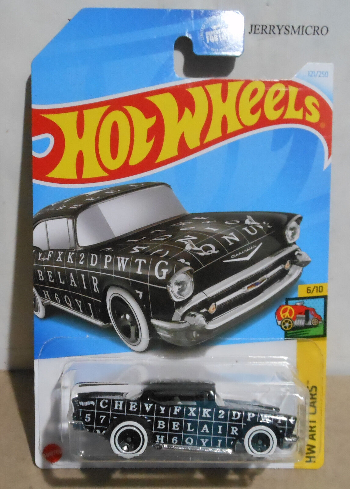 HOT WHEELS HW ART CARS SERIES '57 CHEVY BEL AIR IN BLACK  #6/10 OR #121/250