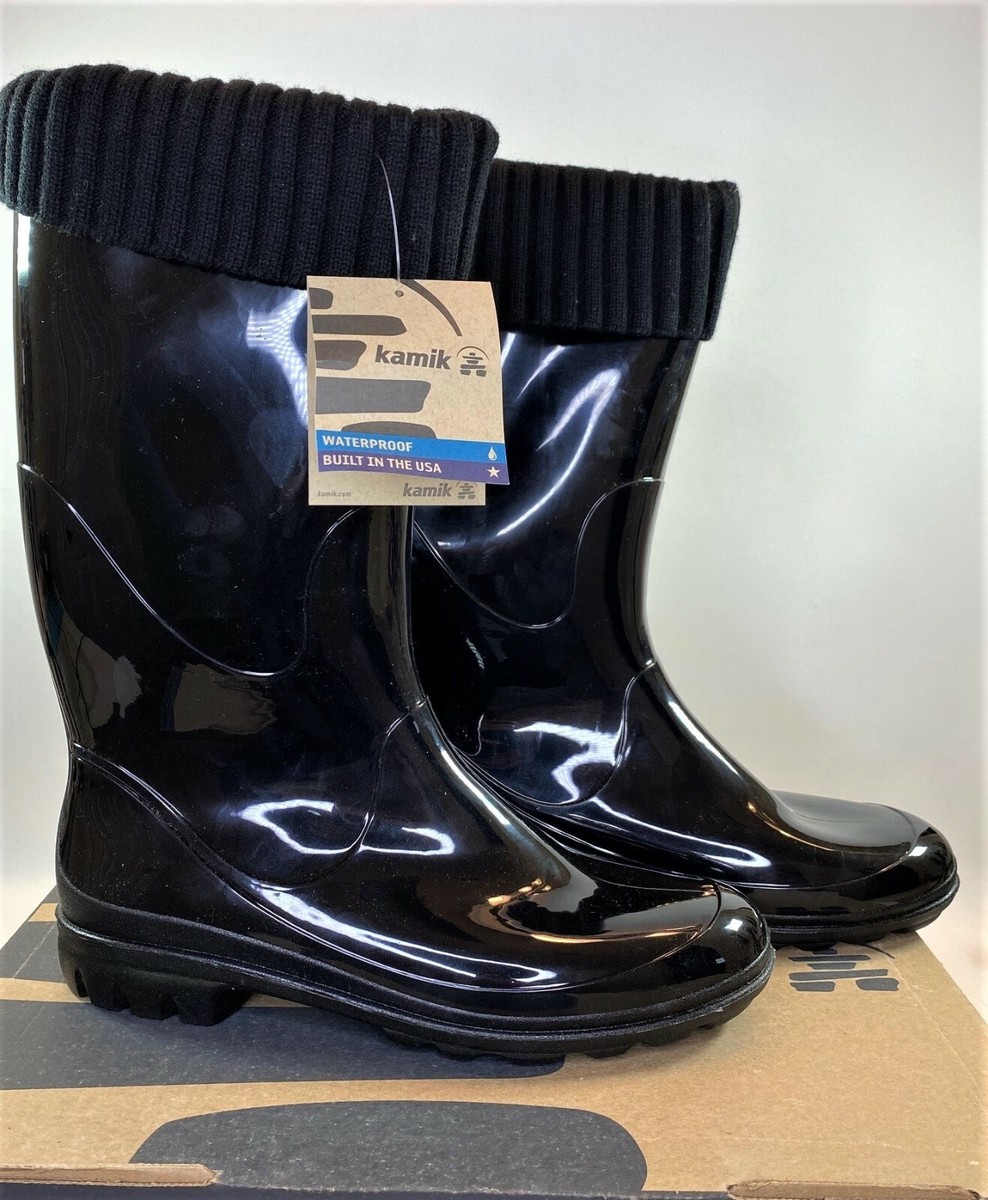 Kamik Kelly Waterproof Rain Boots Black Fleece Lined Women display picture 2