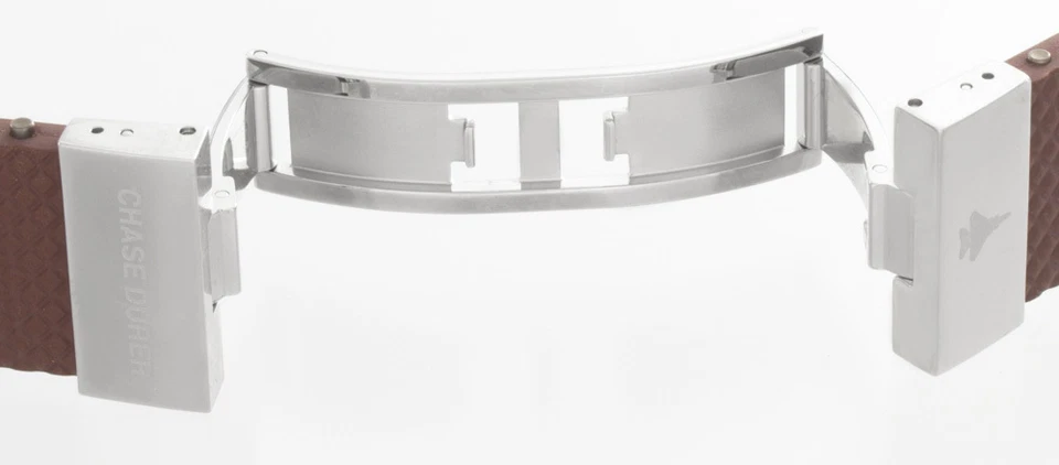 Correa de reloj de goma marrón de 18 mm para hombre Chase-Durer con hebilla de despliegue de acero Foto 3 de 3