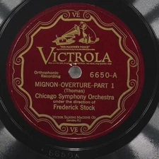 FREDERICK STOCK Mignon Overture / Part 1 & 2 VICTROLA 6650  78rpm