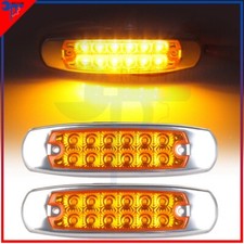 2x 12led Cabside Turn Signal Marker Lights Yellow Universal For Peterbilt Truck