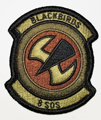Air Force 8th Special Ops Squadron ''BLACKBIRDS'' Subdued Hook Back Patch