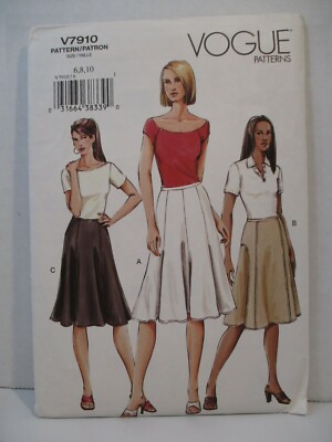 Vogue Pattern V7910 Below Knee Flared Skirt Miss Size 6-8-10 Uncut 2004 New