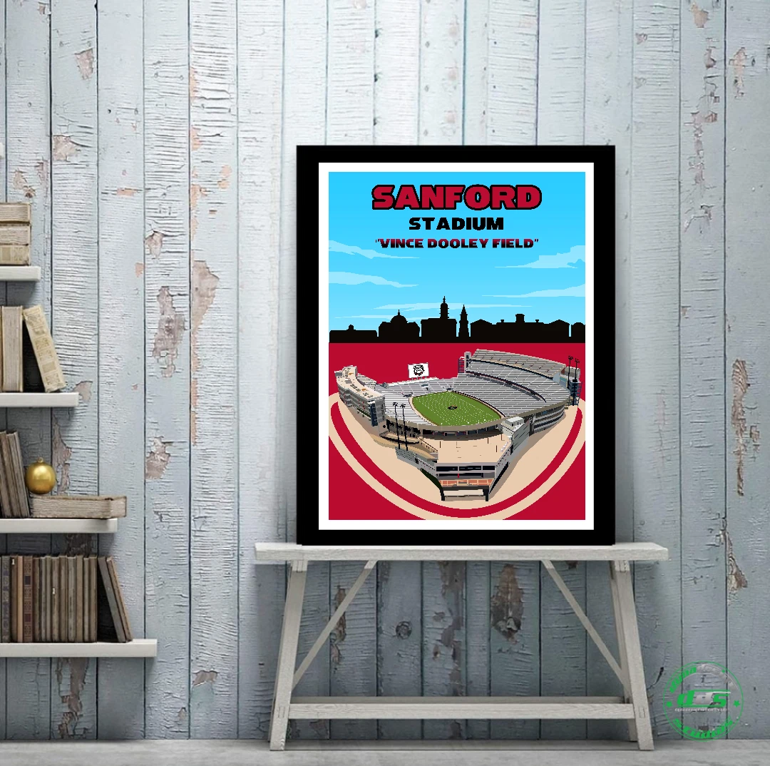 Sanford Stadium GA Bulldogs Vertical Poster Print for Fan Man Cave