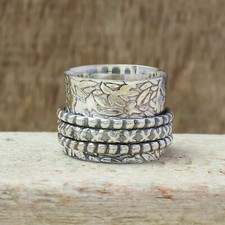 Solid 925 Sterling Silver Spinner Ring Beautiful Ring Wide Ring All Size PS-108