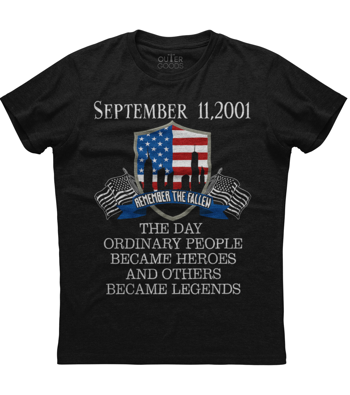 September 11 Remember The Fallen Mens Short Sleeve New Cotton Black T ...