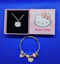 Hello Kitty Sanrio Dangle Charm Bracelet  Necklace Set