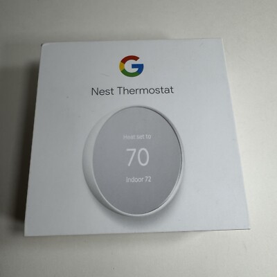 Google Nest Thermostat G4CVZ Programmable Wi-Fi Thermostat Snow New Openbox