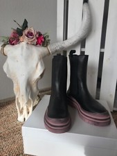 Italy  Combat Boots Unisex Stiefel Schwarz Rosa Sohle  Leder Gr.38
