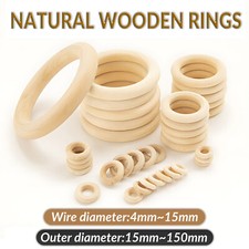 15-150mm Unfinished Natural Wooden Rings Home Decor Jeweller Macrame DIY Craft
