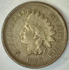 1859 Indian Head Copper Nickel One Cent 1c US Very Fine Coin Penny VF