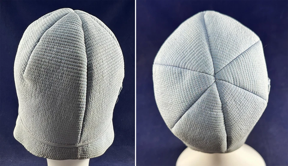 Sombrero Cloche Vintage Años 20 Art Deco Bebé Azul Seda Crepe Acolchado Puntada Aleta Foto 4 de 4